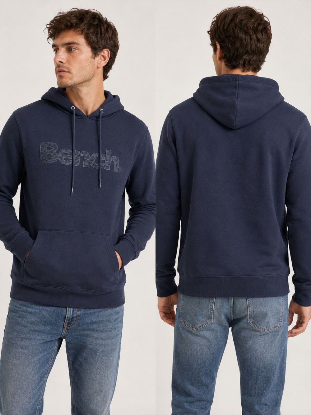 Bench. Navy Fleece Pullover Hoodie – Large